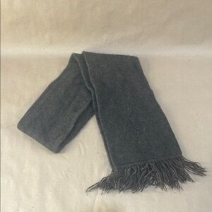 Dark Gray Wool Scarf with Fringe